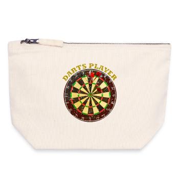 Conception de motif de joueur de fléchettes - Pochette zippée en toile 18 x 19 cm - blanc naturel - Devant