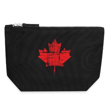 Rustic Wooden Maple Leaf - Canvas Zip Pouch 18 x 19 cm - black - Front