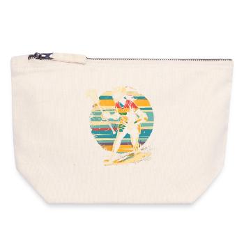 Retro Lacrosse Player 90s - Canvas Zip Pouch 18 x 19 cm - nature - Front