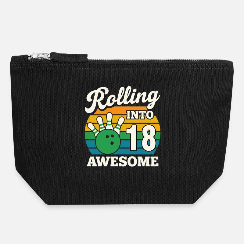 Retro Bowling Feier zum 18. Geburtstag - Canvas Reißverschluss-Täschchen (18 x 19 cm) - Schwarz