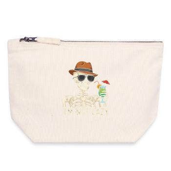 Skeletor avec boisson estivale - Pochette zippée en toile 18 x 19 cm - blanc naturel - Devant