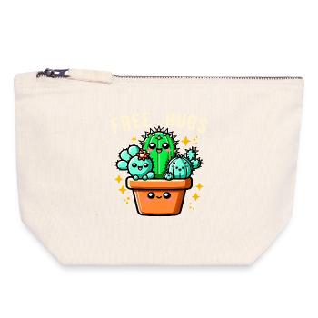 Câlins gratuits Amis cactus Câlins gratuits Drôles - Pochette zippée en toile 18 x 19 cm - blanc naturel - Devant