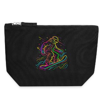 Snowboarder Retrowave - Canvas Zip Pouch 18 x 19 cm - black - Front
