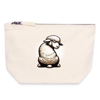 Moutons, moutons, bergers, bergers, bélier, béliers - Pochette zippée en toile 18 x 19 cm - blanc naturel - Devant