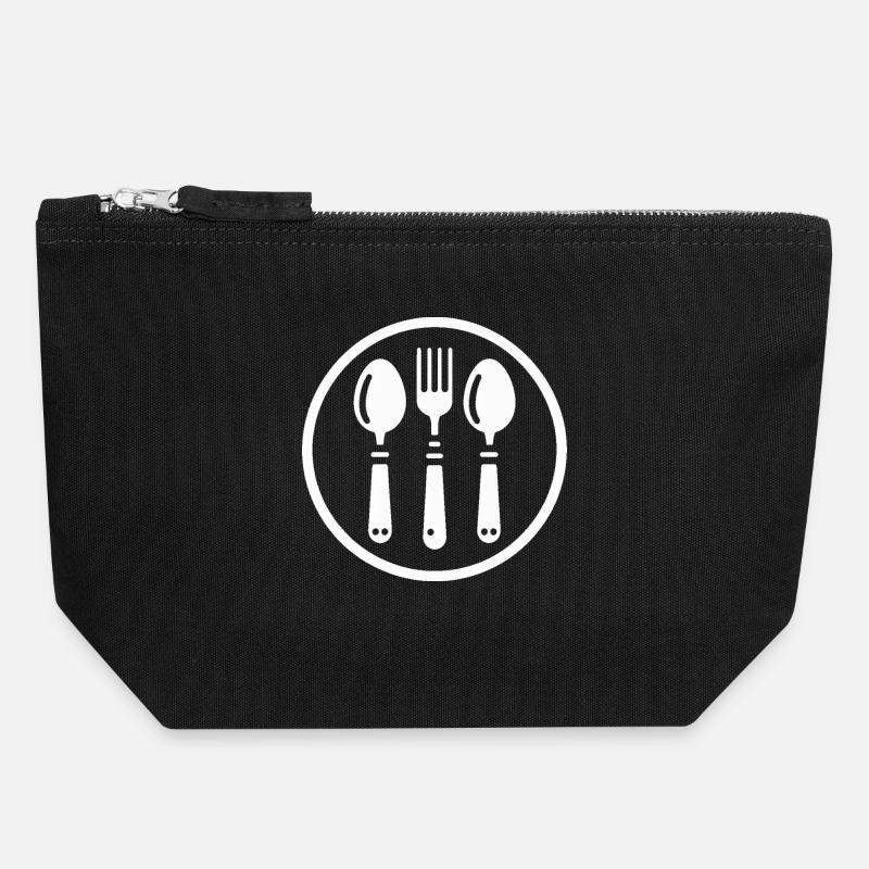 Cutlery Fork Spoon - Canvas Zip Pouch 18 x 19 cm - black