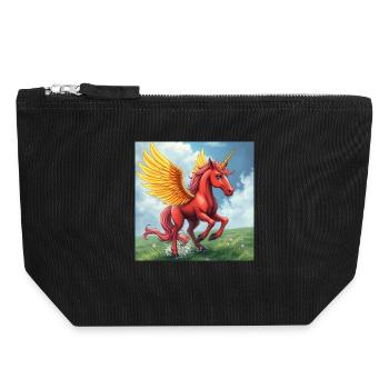 red unicorn - Canvas Reißverschluss-Täschchen (18 x 19 cm) - Schwarz - Vorne