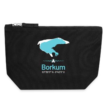 Borkum | Design-Landkarte - Canvas Reißverschluss-Täschchen (18 x 19 cm) - Schwarz - Vorne