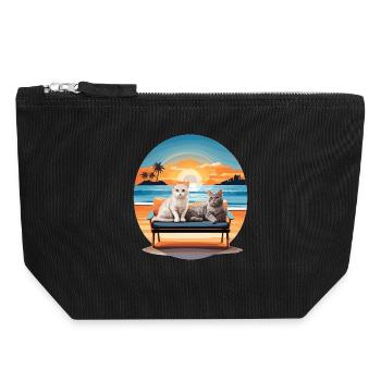 Cats on the sofa - Canvas Zip Pouch 18 x 19 cm - black - Front