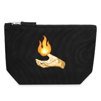 Flamme au-dessus de la main - Pochette zippée en toile 18 x 19 cm - noir - Devant
