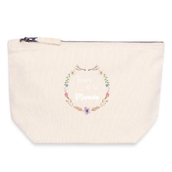 Collection mariage Bohème - Team de la Mariée - Pochette zippée en toile 18 x 19 cm - blanc naturel - Devant