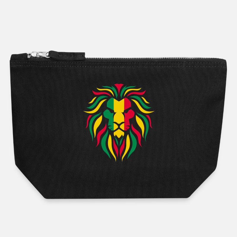 Reggae Lion - Canvas Zip Pouch 18 x 19 cm - black
