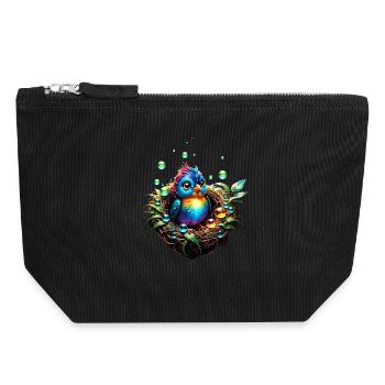 Colorful fancy bird. - Canvas Zip Pouch 18 x 19 cm - black - Front