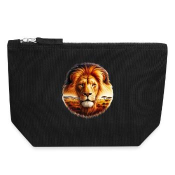 Lion - Canvas Zip Pouch 18 x 19 cm - black - Front