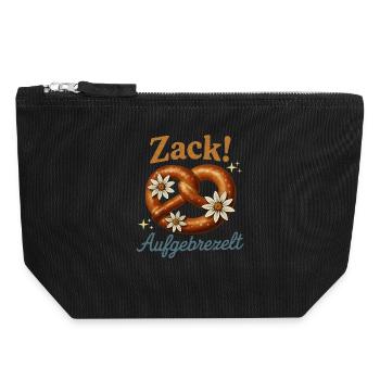 Zack Aufgebrezelt – Lustige Brezel Männer & Frauen - Canvas Reißverschluss-Täschchen (18 x 19 cm) - Schwarz - Vorne