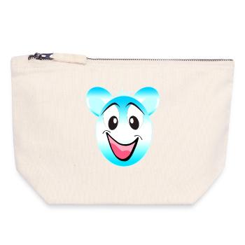 Cheerful Blue White Bear Mascot - Canvas Zip Pouch 18 x 19 cm - nature - Front