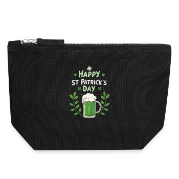 Saint Patrick Bière Verte Joyeuse - Pochette zippée en toile 18 x 19 cm - noir - Devant
