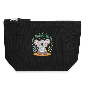 Koala Zen Namaste - Canvas Reißverschluss-Täschchen (18 x 19 cm) - Schwarz - Vorne