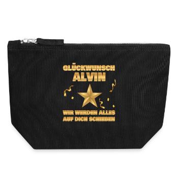 Abschiedsgeschenk Alvin - Canvas Reißverschluss-Täschchen (18 x 19 cm) - Schwarz - Vorne