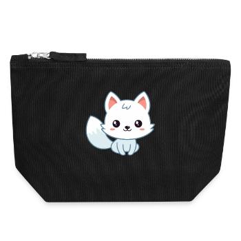 Kawaii White Pastel Fox - Canvas Zip Pouch 18 x 19 cm - black - Front