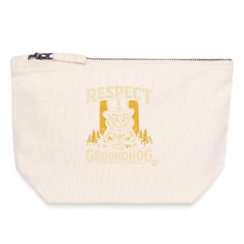 Respect the Groundhog Humour Marmotte Vintage - Pochette zippée en toile 18 x 19 cm - blanc naturel - Devant