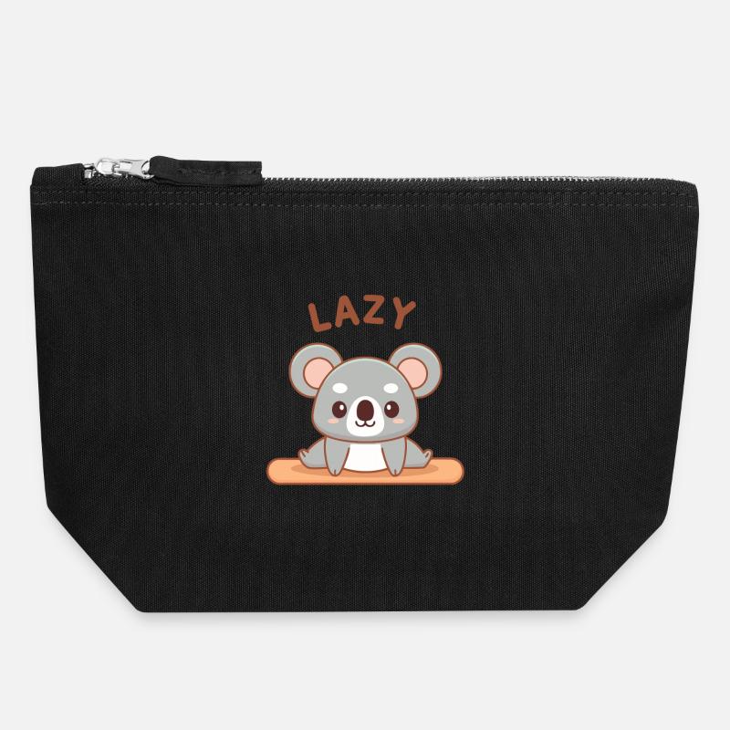 Zen Koala Sloth Meditating - Canvas Zip Pouch 18 x 19 cm - black