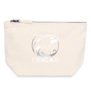 Orques, épaulards, mammifères marins, faune marine - Pochette zippée en toile 18 x 19 cm - blanc naturel - Devant