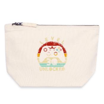 Level Unlocked Controller Retro - Canvas Zip Pouch 18 x 19 cm - nature - Front