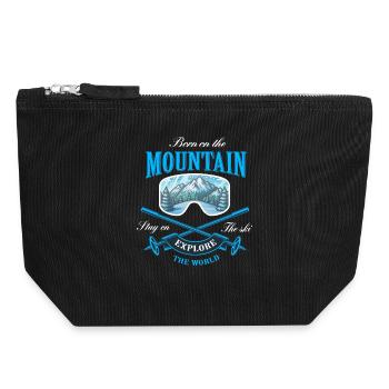 Né sur la montagne - Pochette zippée en toile 18 x 19 cm - noir - Devant