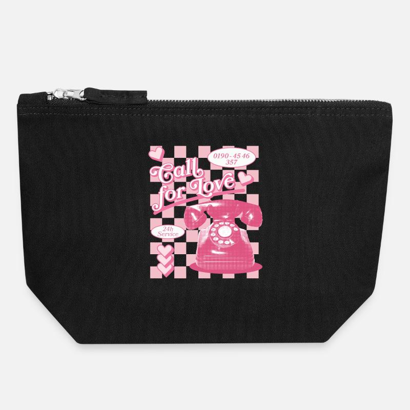 Appel à l’amour hotline esthétique - Pochette zippée en toile 18 x 19 cm - noir