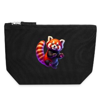 Red panda - Canvas Zip Pouch 18 x 19 cm - black - Front