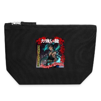 Mythischer Krieger mit Drachen-Akzent - Canvas Reißverschluss-Täschchen (18 x 19 cm) - Schwarz - Vorne