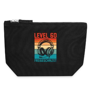 Joueur de niveau 60 débloqué pour les hommes du 60e anniversaire - Pochette zippée en toile 18 x 19 cm - noir - Devant