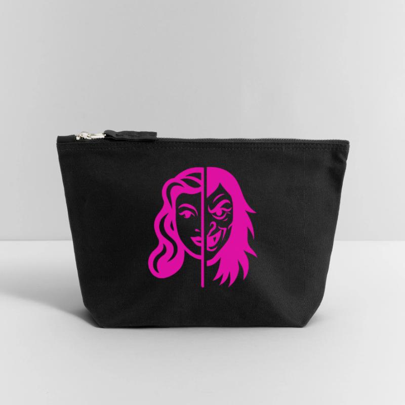 Split Face Contrast Canvas Zip Pouch 18 x 19 cm