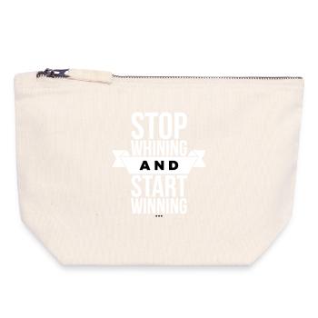Arrête de te plaindre, commence à gagner - Motivation White - Pochette zippée en toile 18 x 19 cm - blanc naturel - Devant