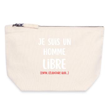 Citation Drole Saint-Valentin Humour Homme Libre - Pochette zippée en toile 18 x 19 cm - blanc naturel - Devant