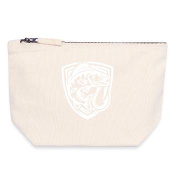 Blason de pêche au brochet - Pochette zippée en toile 18 x 19 cm - blanc naturel - Devant