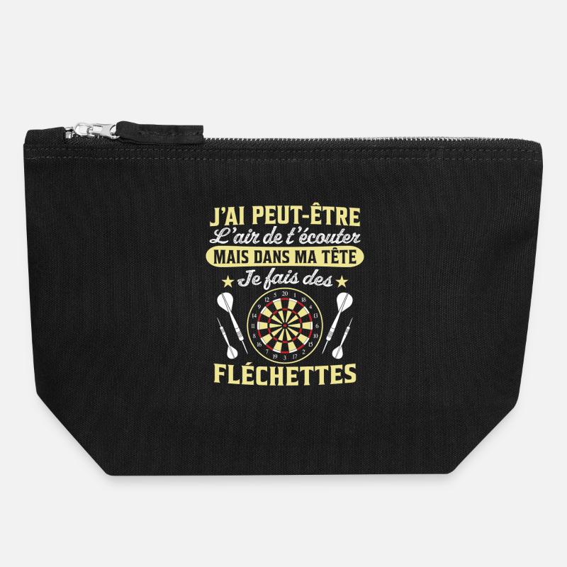 joue aux fléchettes - Pochette zippée en toile 18 x 19 cm - noir