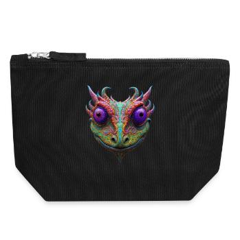 Mystic Toad/Frog/Gecko/Lizzard/Alien - Canvas Zip Pouch 18 x 19 cm - black - Front