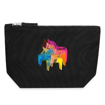 Pop Art Dala Pferde -Weihnachts Pulli Skandi Style - Canvas Reißverschluss-Täschchen (18 x 19 cm) - Schwarz - Vorne
