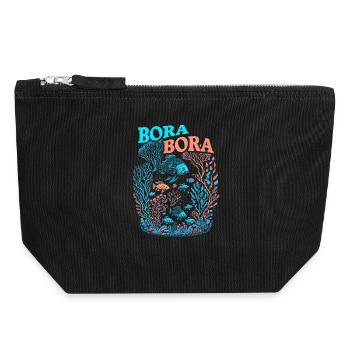 Bora Bora - Récif Corallien - Pochette zippée en toile 18 x 19 cm - noir - Devant