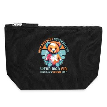 Kuscheliger Teddybär - Canvas Reißverschluss-Täschchen (18 x 19 cm) - Schwarz - Vorne
