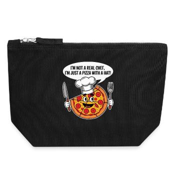 Pizzabäcker Humor T-Shirt - Canvas Reißverschluss-Täschchen (18 x 19 cm) - Schwarz - Vorne