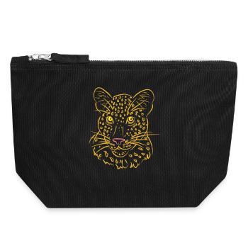 Leopard - Canvas Reißverschluss-Täschchen (18 x 19 cm) - Schwarz - Vorne