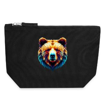 Ours polygonal - Pochette zippée en toile 18 x 19 cm - noir - Devant