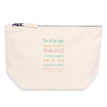 Aging Mind, Youthful Humor Tee - Canvas Zip Pouch 18 x 19 cm - nature - Front