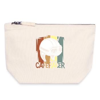 Cafe Racer Helm Design – Vintage Biker Style - Canvas Reißverschluss-Täschchen (18 x 19 cm) - Naturweiß - Vorne