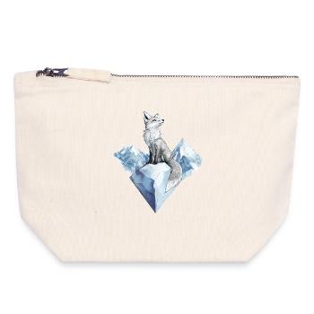 Polarfuchs Fuchs Wintermotiv - Canvas Reißverschluss-Täschchen (18 x 19 cm) - Naturweiß - Vorne