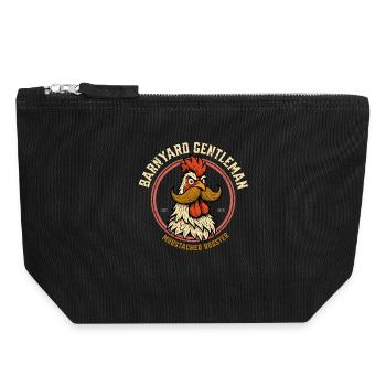 Le coq moustachu - Pochette zippée en toile 18 x 19 cm - noir - Devant