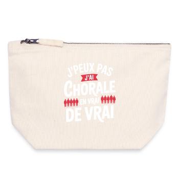 j'peux pas j'ai Chorale En vrie de vraie - Pochette zippée en toile 18 x 19 cm - blanc naturel - Devant