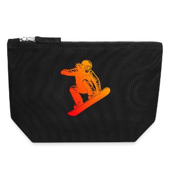 Simple snowboard timeless design - Canvas Zip Pouch 18 x 19 cm - black - Front